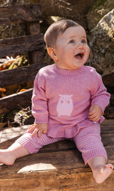 Knitted Top And Pants Set Dusty Pink-1