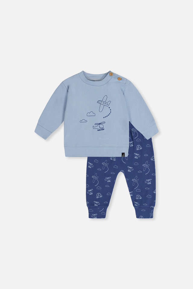 Organic Cotton Pants And Top Set Sky Blue-0