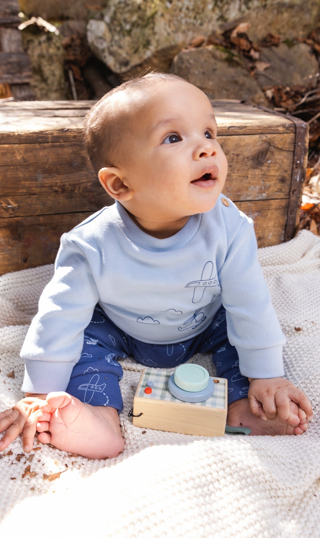 Organic Cotton Pants And Top Set Sky Blue-1