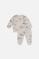 Organic Cotton Pants And Top Set Beige Printed Airplanes-2