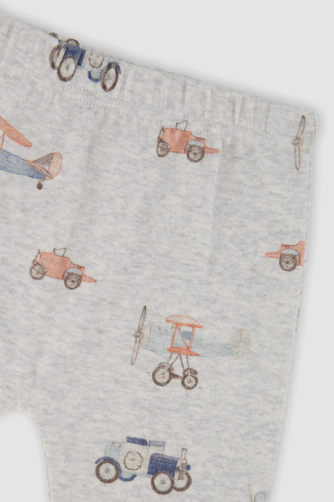 Organic Cotton Pants And Top Set Beige Printed Airplanes-4