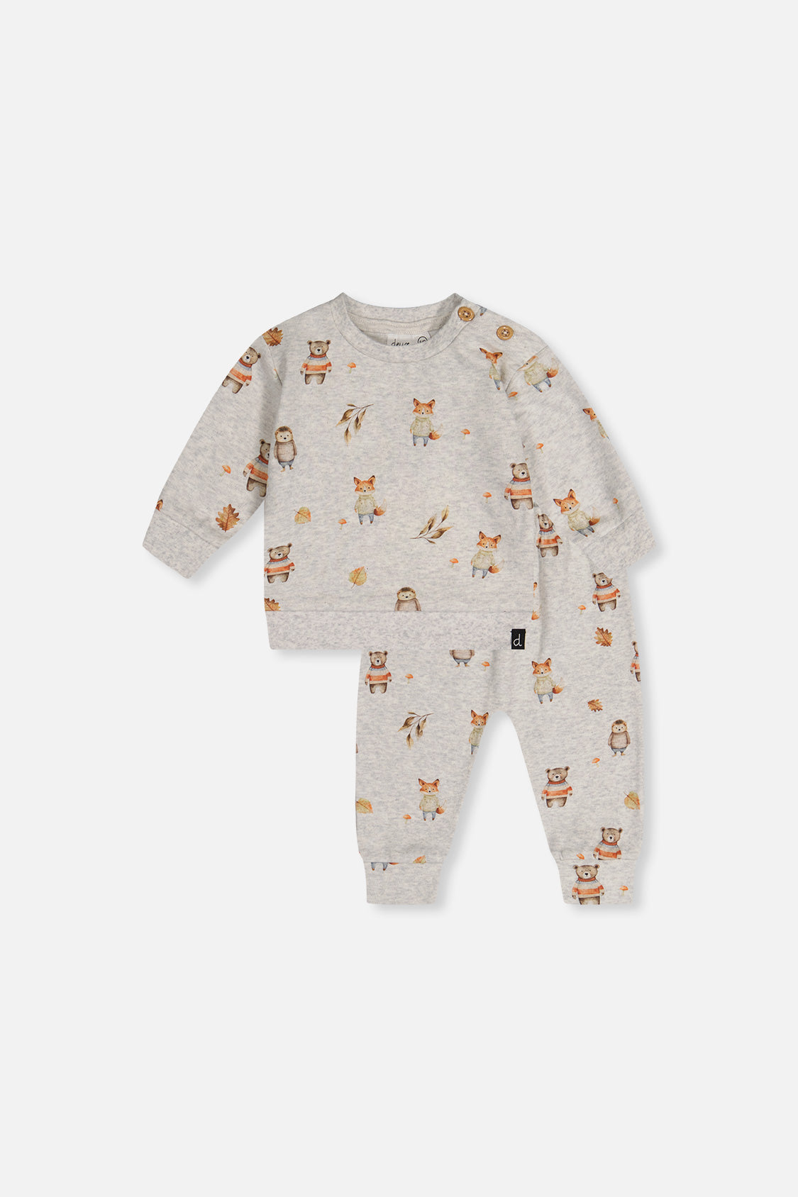 Organic Cotton Pants And Top Set Beige Animal Print-0