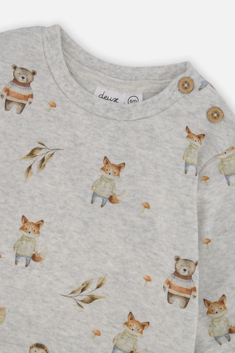 Organic Cotton Pants And Top Set Beige Animal Print-3