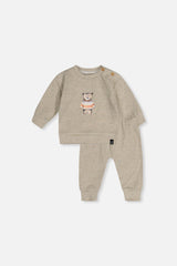 Organic Cotton Pants And Top Set Brown And White Stripes-0