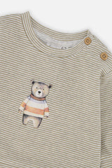 Organic Cotton Pants And Top Set Brown And White Stripes-3