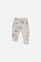 Organic Cotton Evolutive Pants Beige Printed Airplanes-0