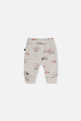 Organic Cotton Evolutive Pants Beige Printed Airplanes-2