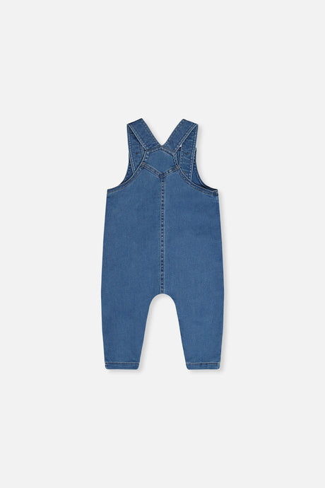 Deux par Deux light blue French terry baby overall, back view