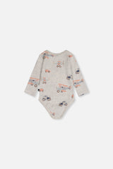 Organic Cotton Onesie Beige Printed Airplanes-3