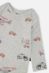 Organic Cotton Onesie Beige Printed Airplanes-4