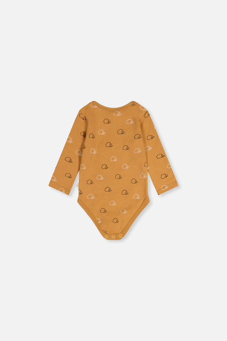 Organic Cotton Onesie Brown Printed Hedgehogs-3