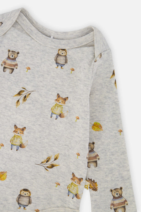 Organic Cotton Onesie Beige Animal Print-4