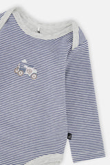 Organic Cotton Onesie Blue Printed Stripes-4