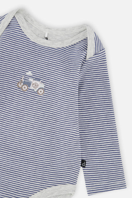 Organic Cotton Onesie Blue Printed Stripes-4