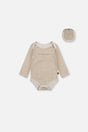 Organic Cotton Onesie Brown And White Stripes-0