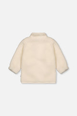 Off-white sherpa jacket for baby boys by Deux par Deux, back view