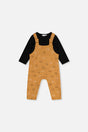 Organic Cotton Onesie With Overalls Set Black And Brown-0