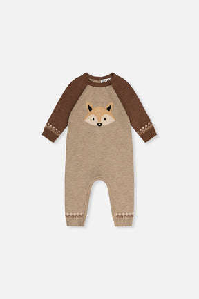 Knitted Intarsia Romper Brown Cinnamon-0