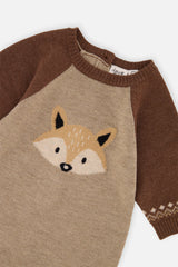 Knitted Intarsia Romper Brown Cinnamon-3