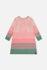 Knitted Stripe Dress Very Pale Pink And Green-0