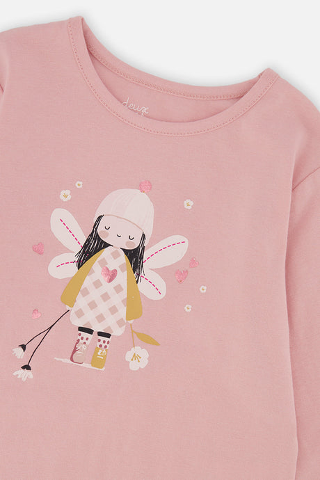 Deux par Deux girls pale dusty pink angel t-shirt, view 6