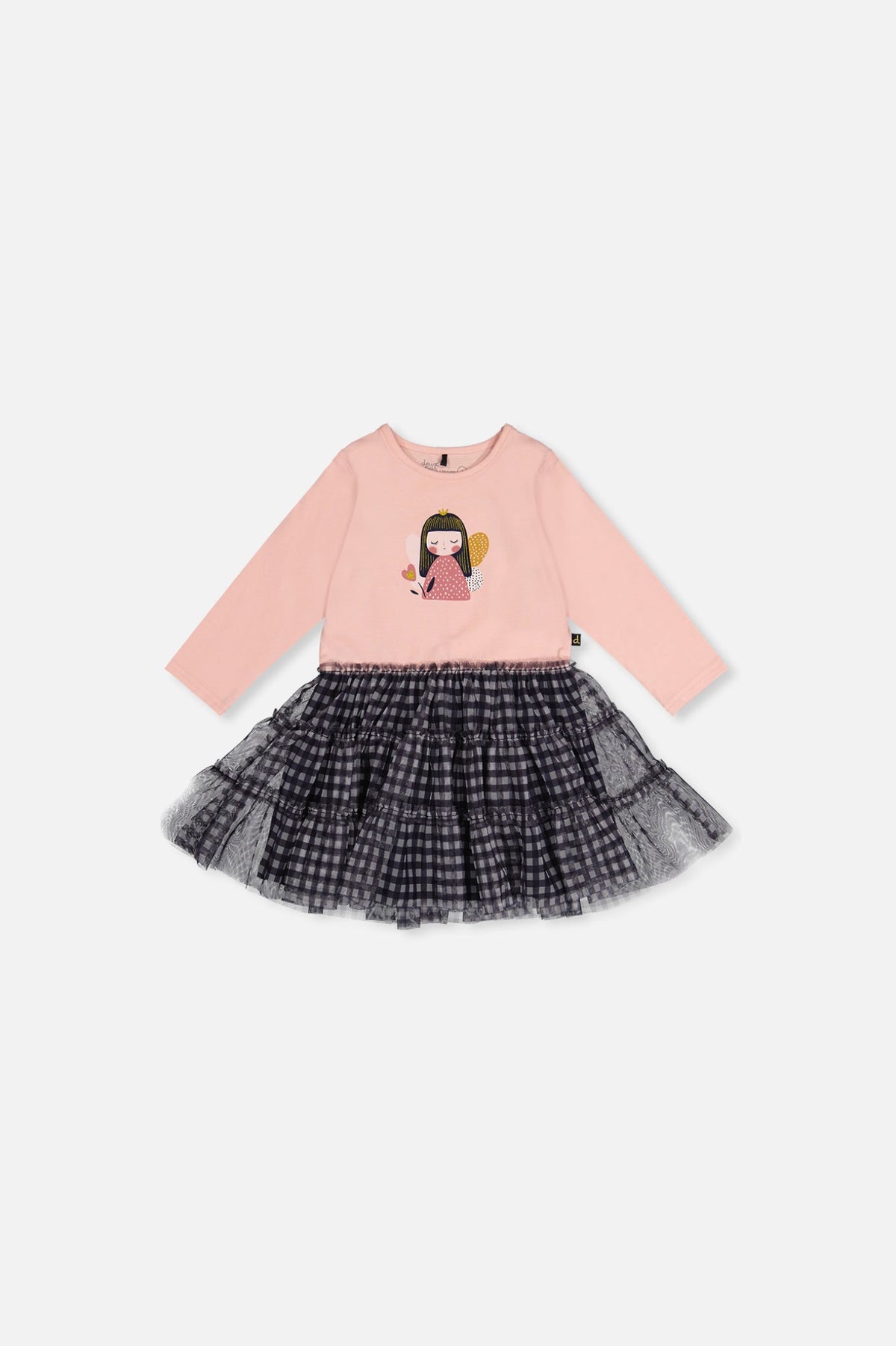 Baby Bi-Material Dress Pale Dusty Pink And Navy-0