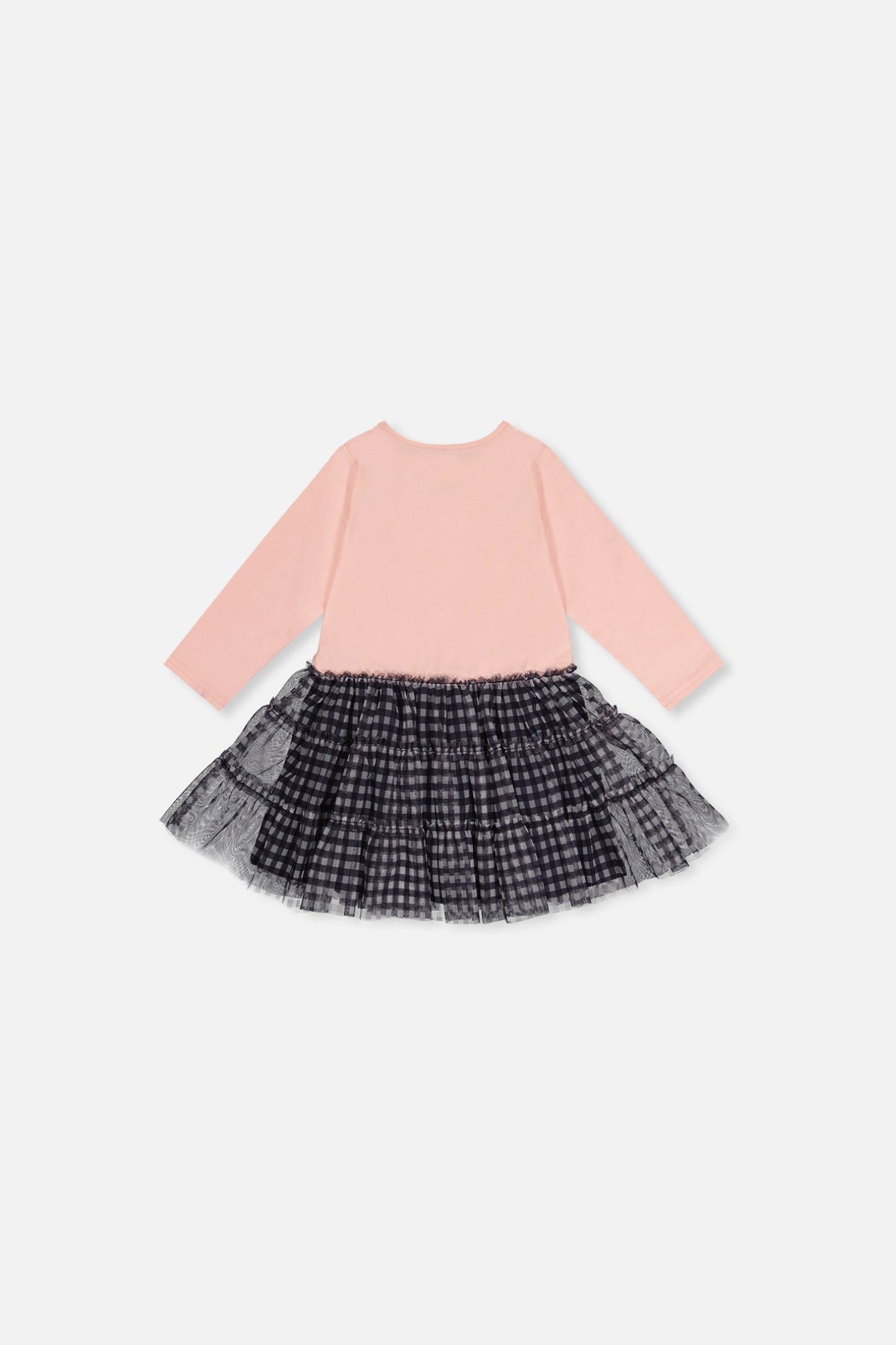 Baby Bi-Material Dress Pale Dusty Pink And Navy-1