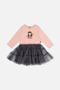 Bi-Material Dress Pale Dusty Pink And Navy-0