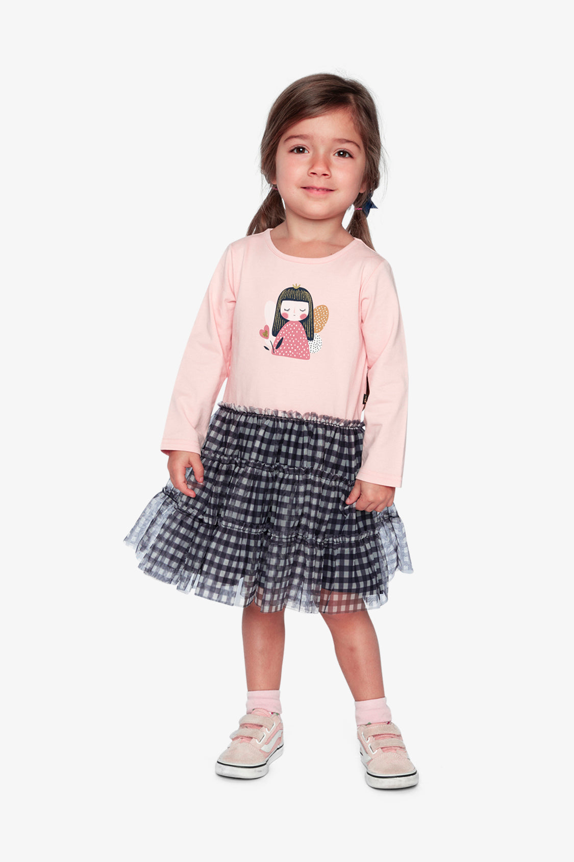 Bi-Material Dress Pale Dusty Pink And Navy-1