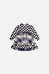 Baby Shirt Dress With Frills Blue And White Gingham Print-1