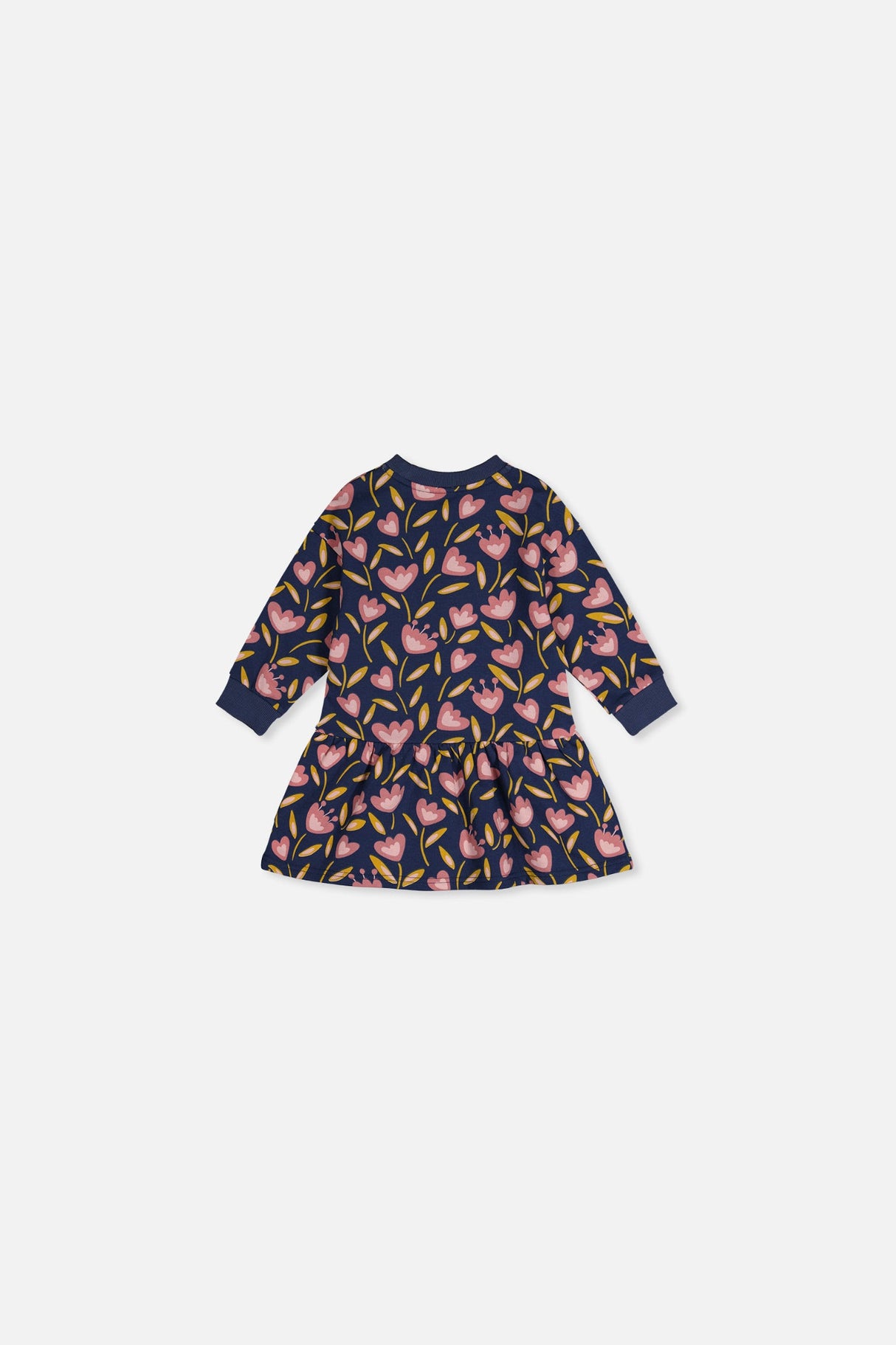 Baby French Terry Dress Blue Tulip Print-1