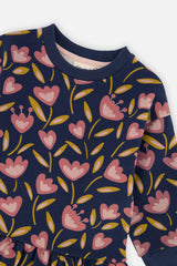 French Terry Dress Blue Tulip Print-4