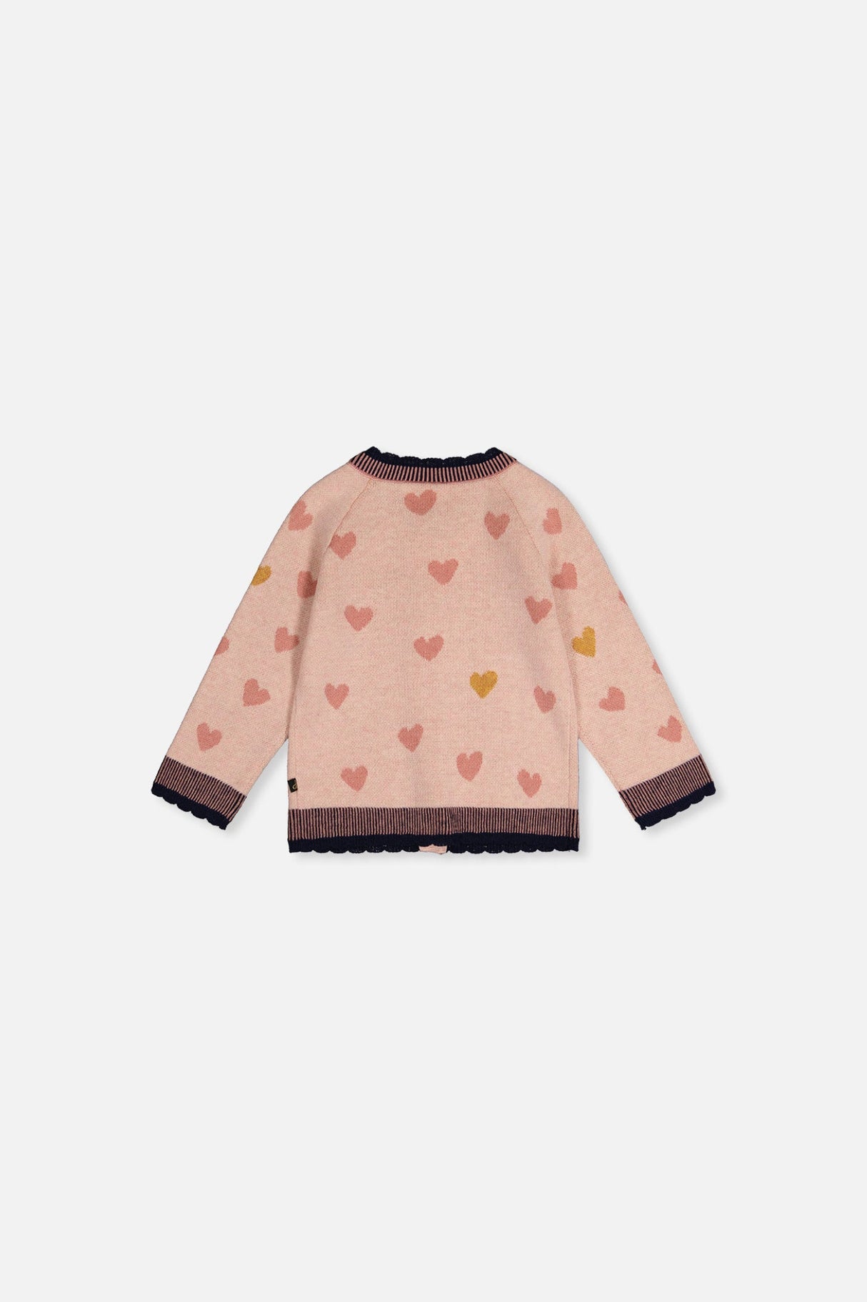 Baby Knitted Jacquard Cardigan Pale Dusty Pink And Navy-1