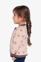 Knitted Jacquard Cardigan Pale Dusty Pink And Navy-4