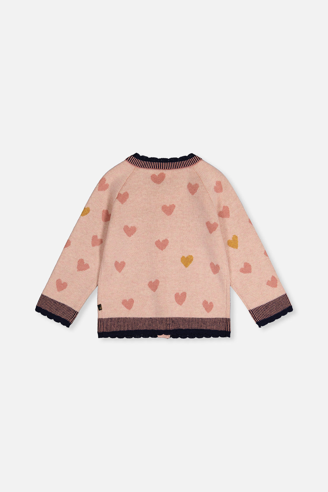 Knitted Jacquard Cardigan Pale Dusty Pink And Navy-3