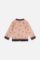 Knitted Jacquard Cardigan Pale Dusty Pink And Navy-3