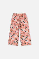Deux par Deux wide leg sweatpants in pink strawberry print, back view
