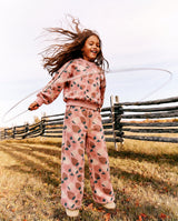 Deux par Deux wide leg sweatpants in pink strawberry print, view 8