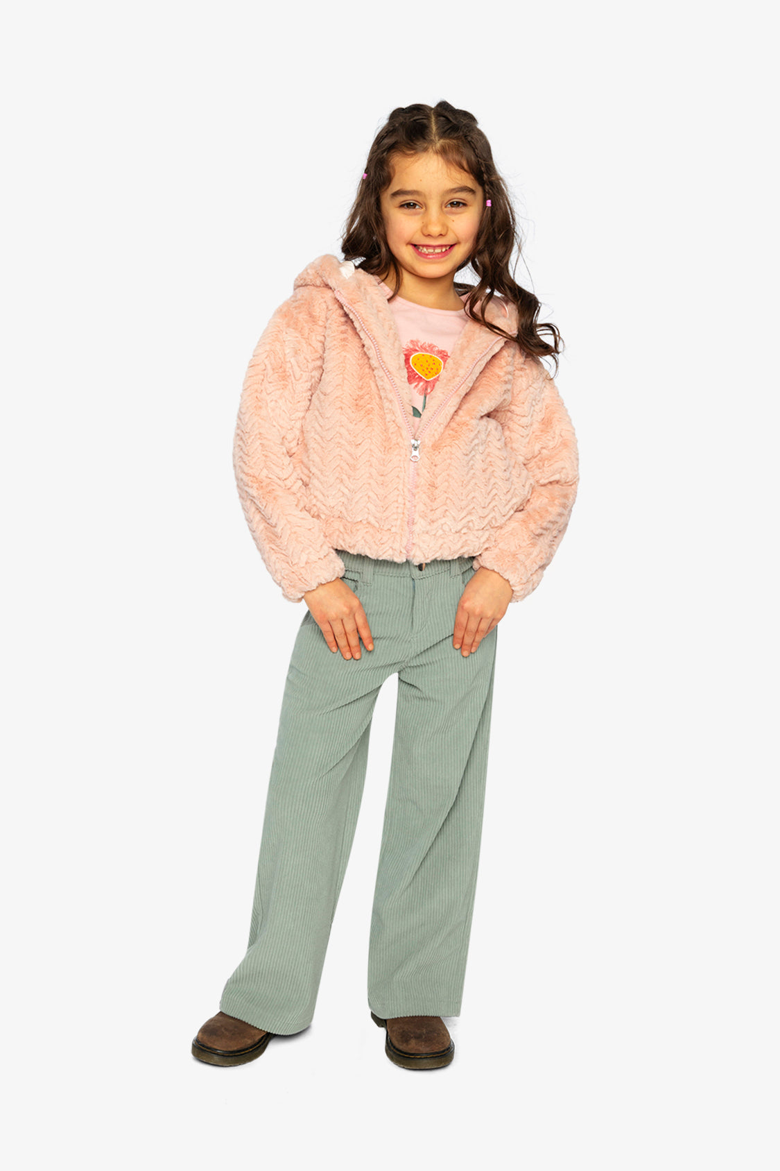 Faux Fur Hooded Cardigan Pink-4