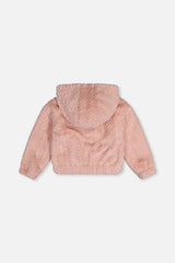 Deux par Deux Faux Fur Hooded Cardigan Pink