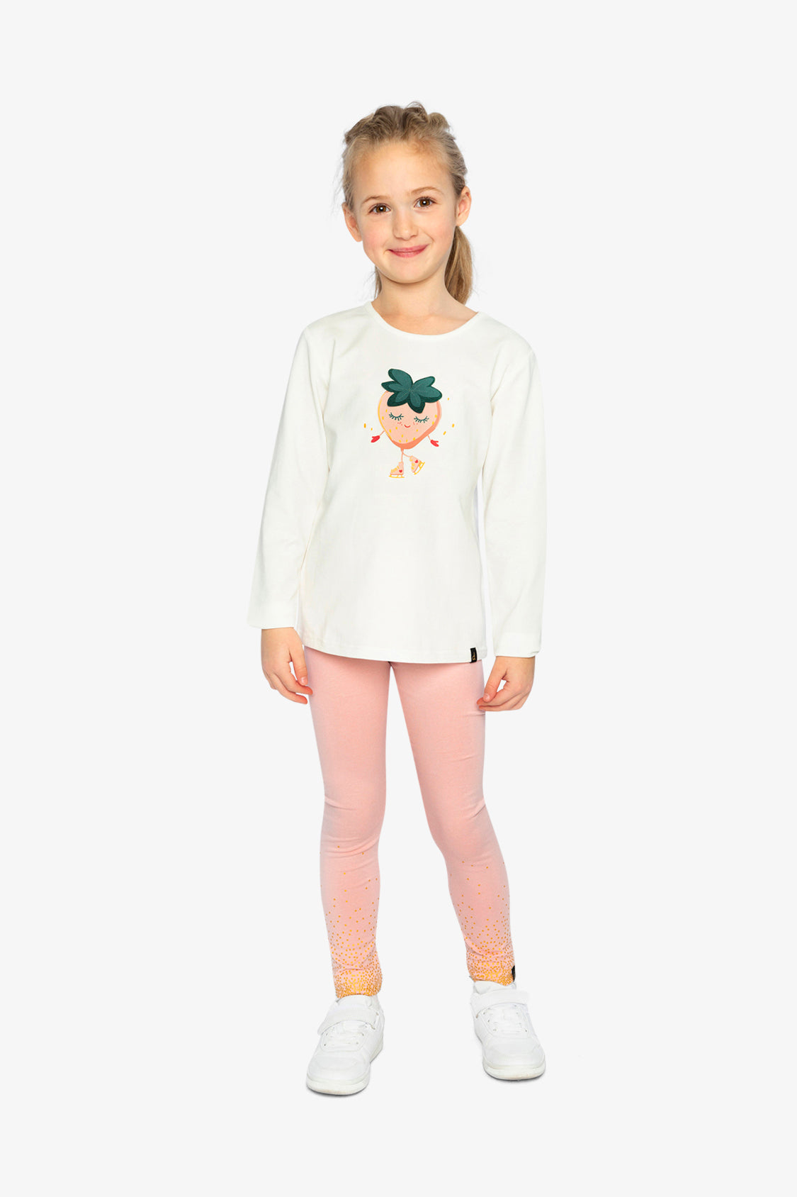 Long Sleeve Organic Cotton Strawberry T-Shirt Off White-4