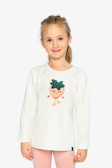 Long Sleeve Organic Cotton Strawberry T-Shirt Off White-1