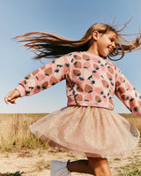 Bi-Material Dress Pink Strawberry Print-4