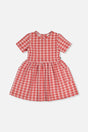 Short Sleeve Dress With Pockets Pink And White Houndstooth-0
