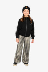 Deux par Deux Flare Pants Black And Beige Houndstooth
