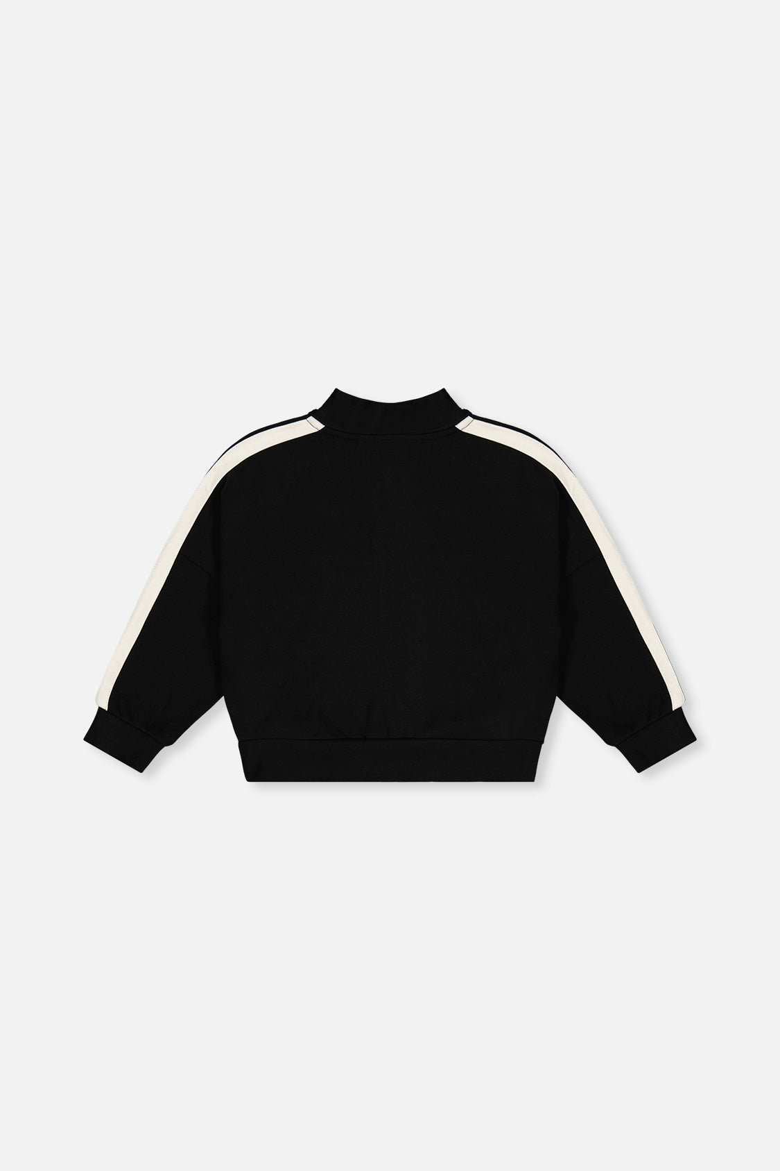 Deux par Deux black milano knit zip jacket for girls, back view