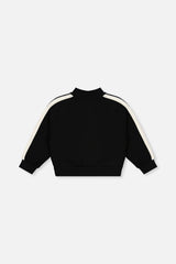Deux par Deux black milano knit zip jacket for girls, back view