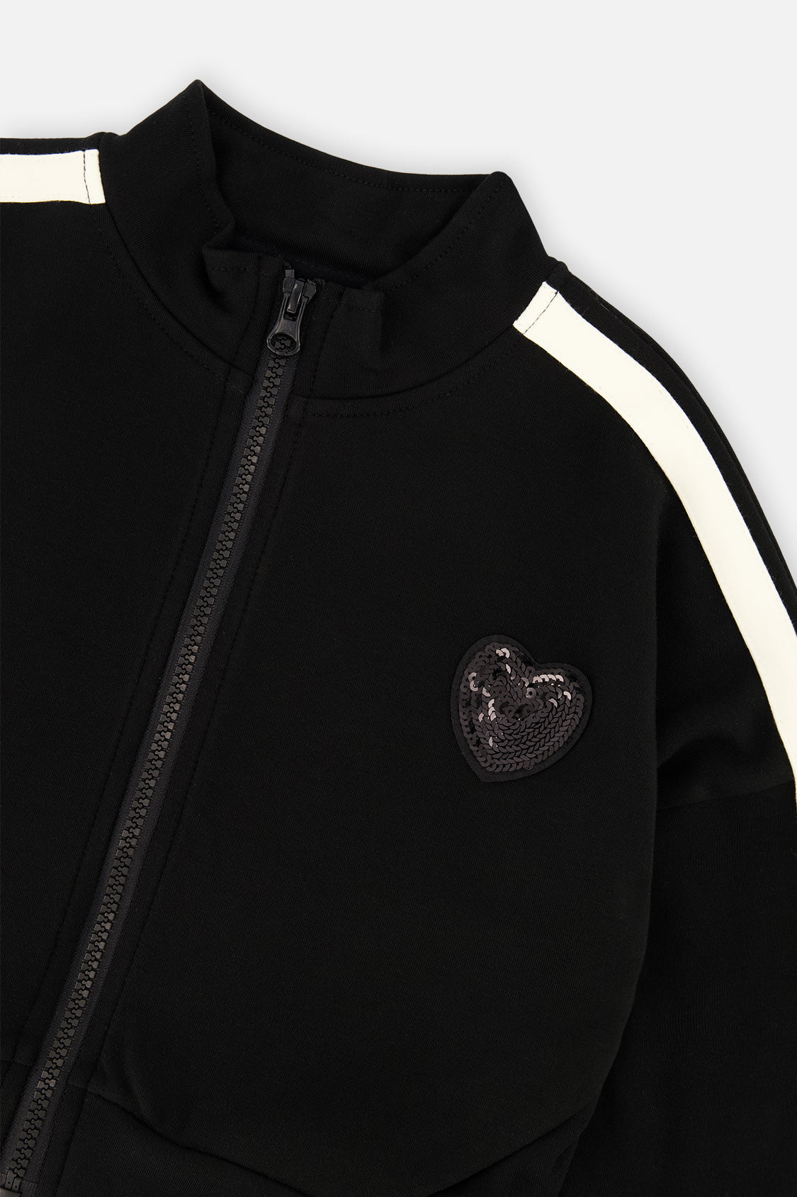Deux par Deux black milano knit zip jacket for girls, additional view