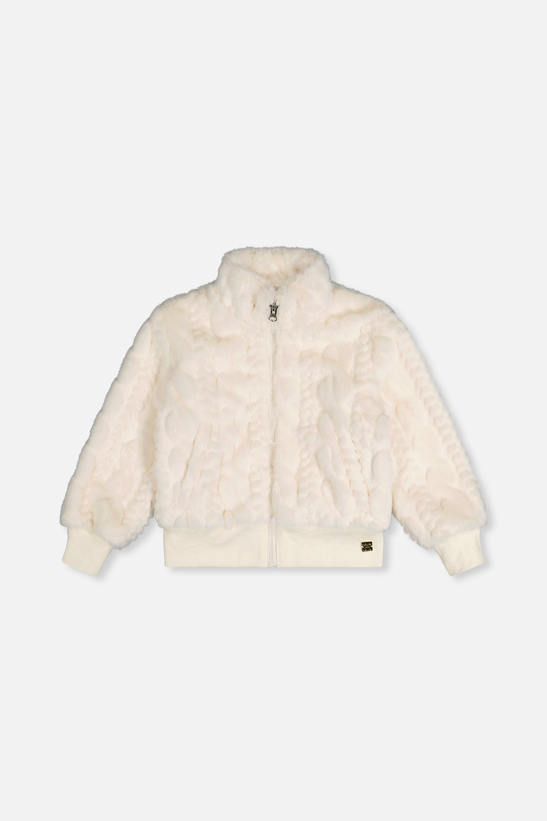 Faux Fur Jacquard Jacket Beige-0