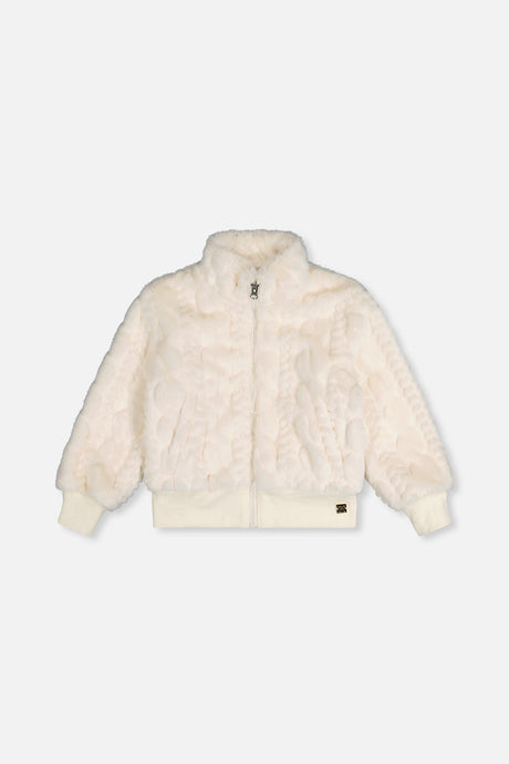 Faux Fur Jacquard Jacket Beige-0